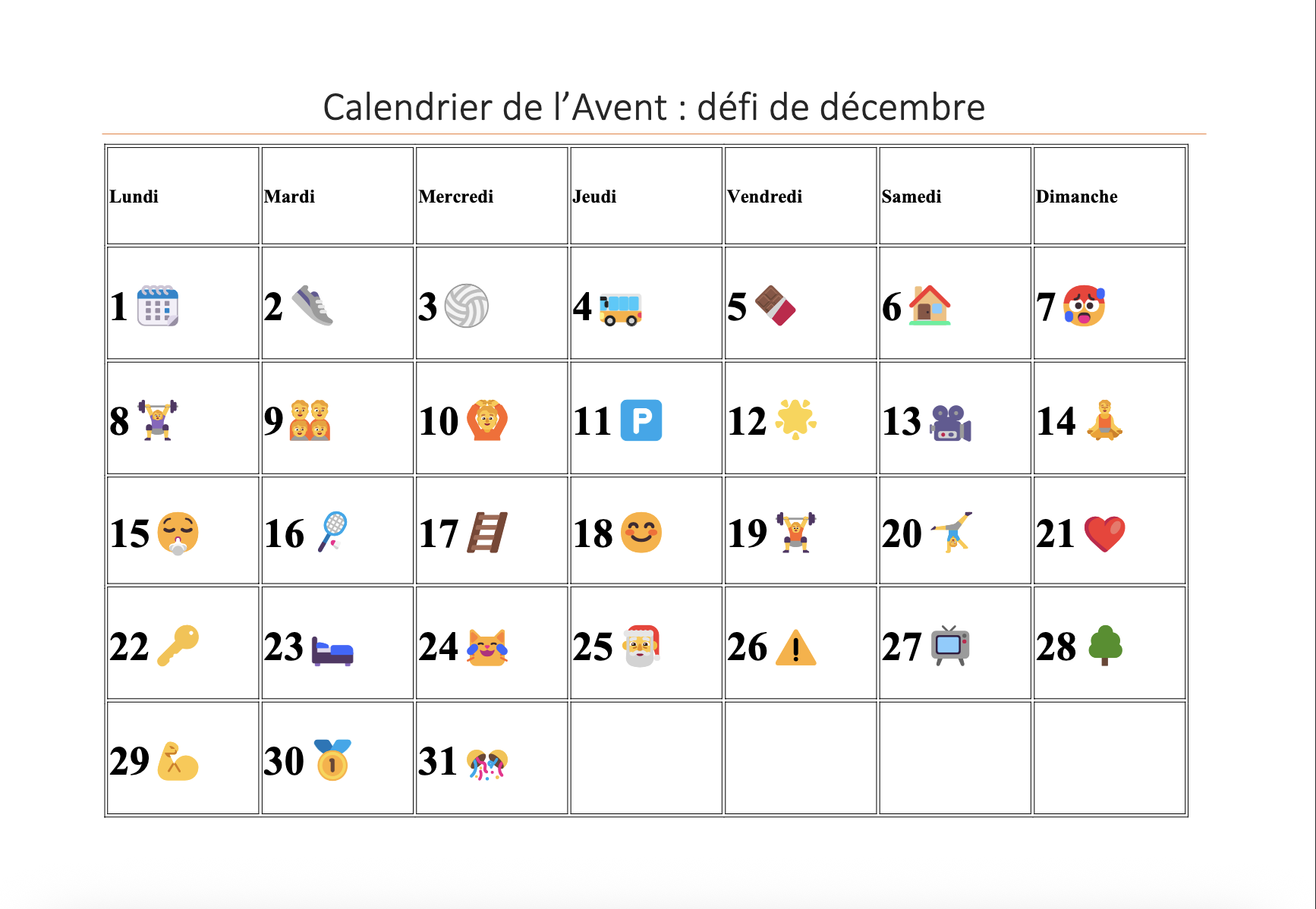 calendrier de l'avent 